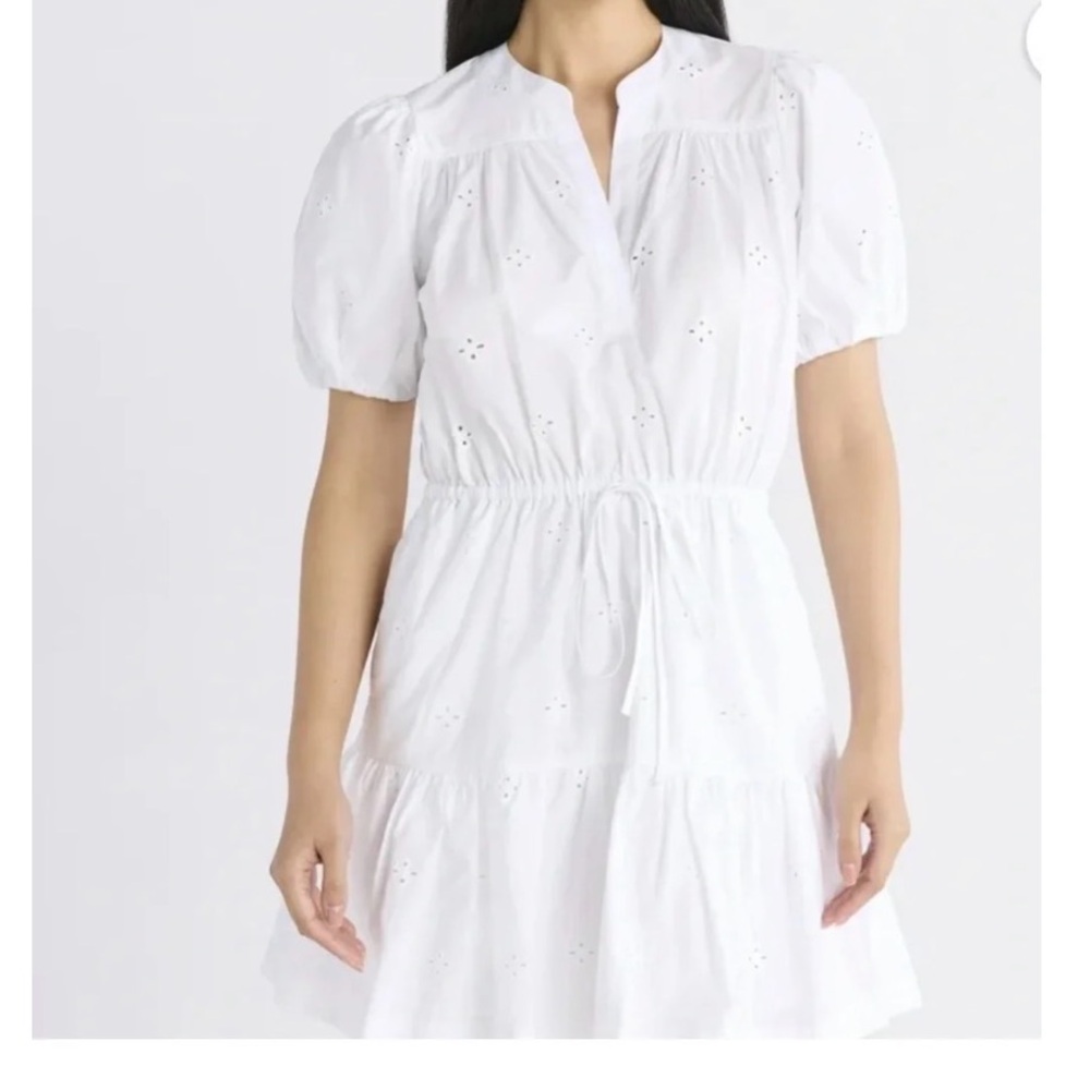 Free Assembly White Eyelet Puff-Sleeve Summer Dress